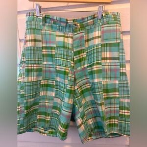 Vintage Alexander  Julian men’s shorts. Size 34  Green and Blue madras print.